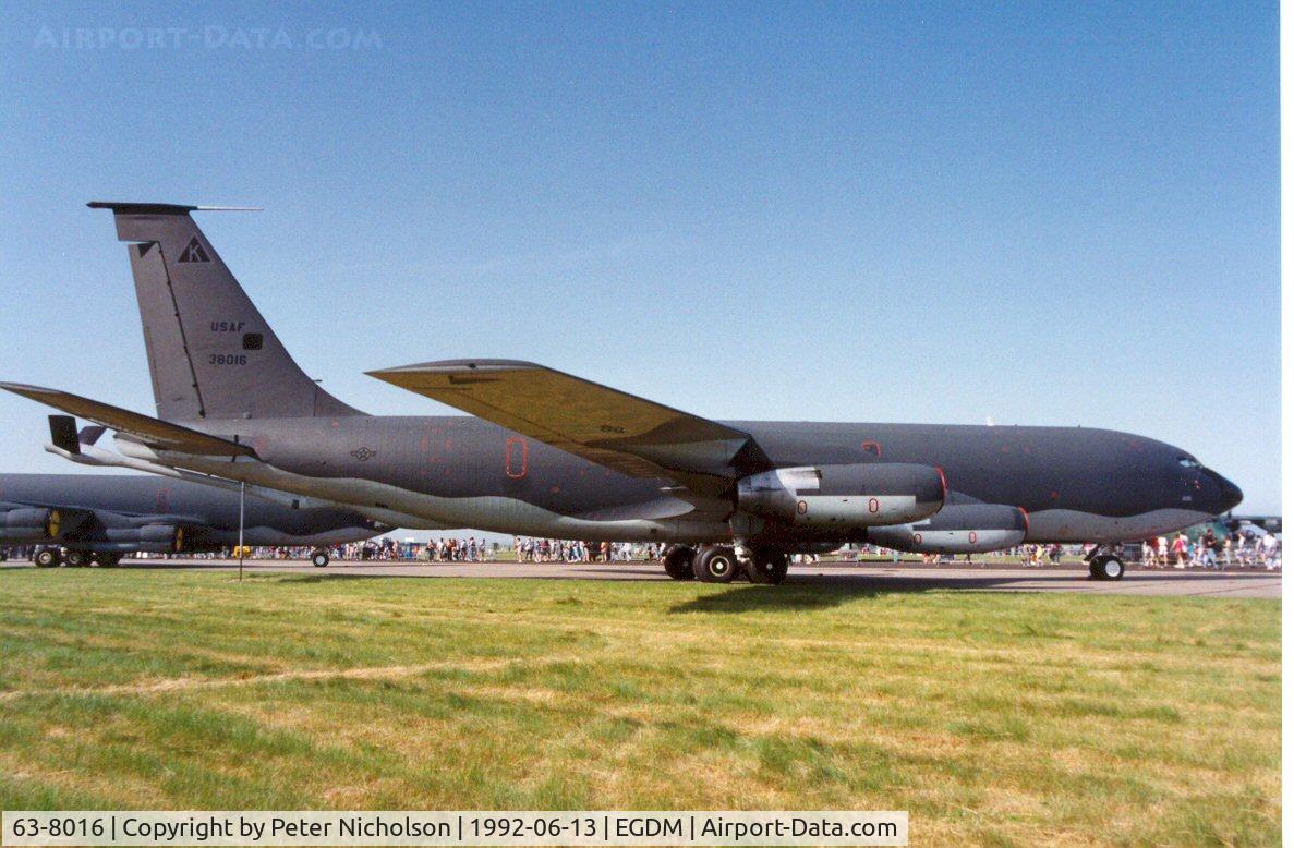 63-8016, 1963 Boeing KC-135A Stratotanker C/N 18633, KC-135A Statotanker of 920th Air Refuelling Squadron/379 Wing at the 1992 Air Tattoo Intnl at Boscombe Down.