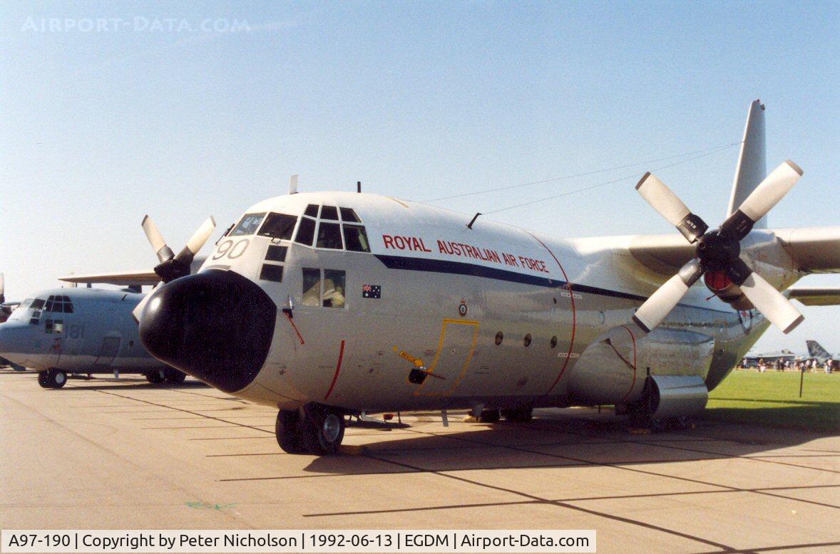 A97-190, 1965 Lockheed C-130E Hercules C/N 382-4190, C-130E Hercules of 37 Squadron Royal Australian Air Force at the 1992 Air Tattoo Intnl at Boscombe Down.
