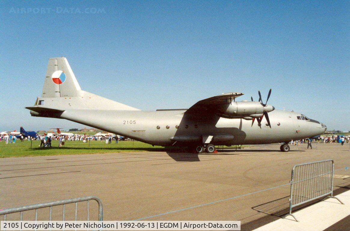 2105, 1964 Antonov An-12BP C/N 4342105, An-12BP Cub of 1 Squadron/1 Wing Czech Air Force at the 1992 Air Tournament International at Boscombe Down.