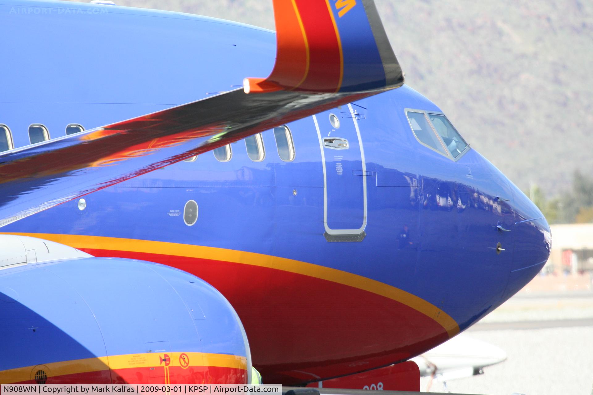 N908WN, 2008 Boeing 737-7H4 C/N 36620, KPSP East GA ramp
