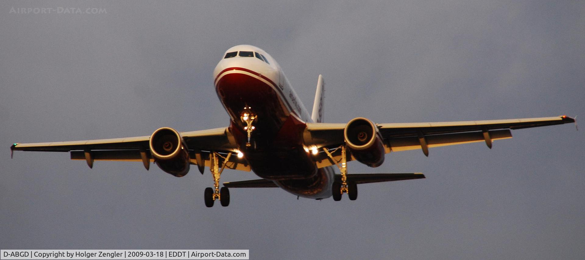 D-ABGD, 2004 Airbus A319-132 C/N 2335, Illuminated plane above me.