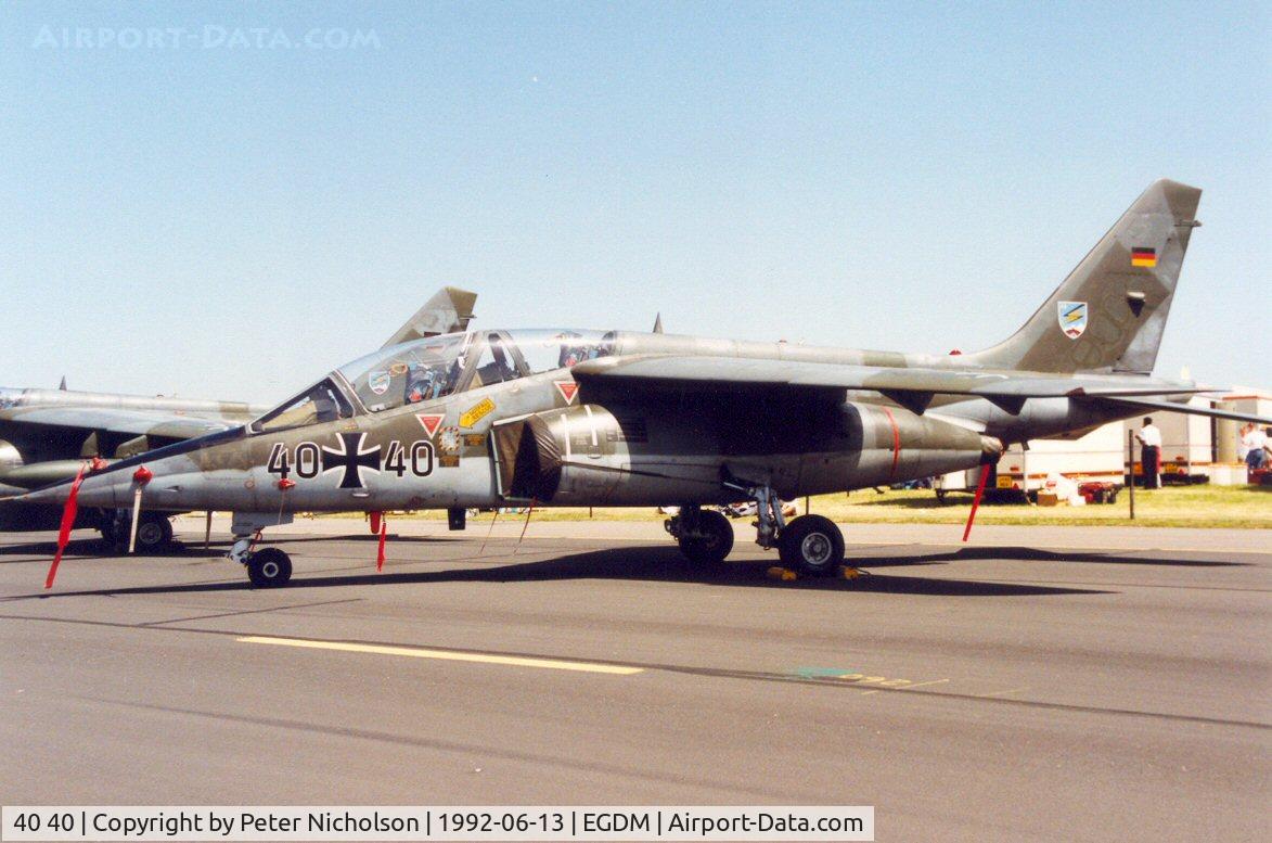 40 40, Dassault-Dornier Alpha Jet A C/N 0040, Alpha Jet of JBG-49 at the 1992 Air Tattoo Intnl at Boscombe Down.