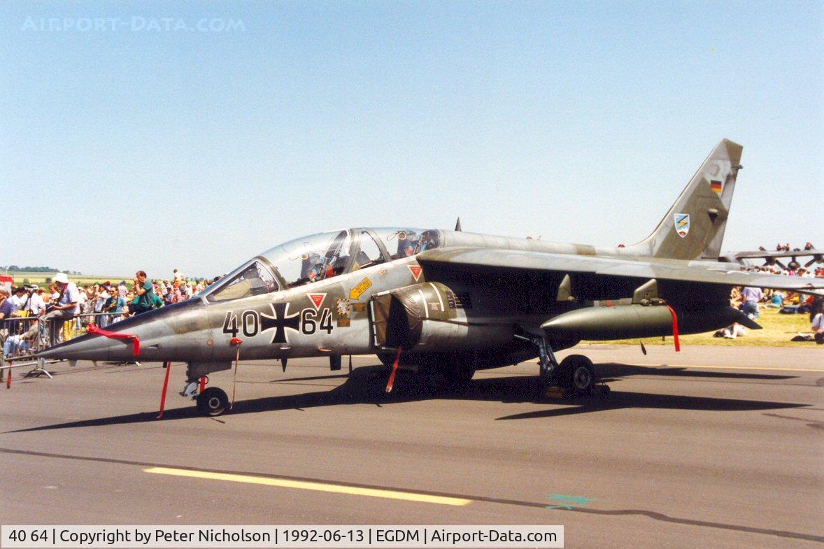 40 64, Dassault-Dornier Alpha Jet A C/N 0064, Alpha Jet of JBG-49 at the 1992 Air Tattoo Intnl at Boscombe Down.