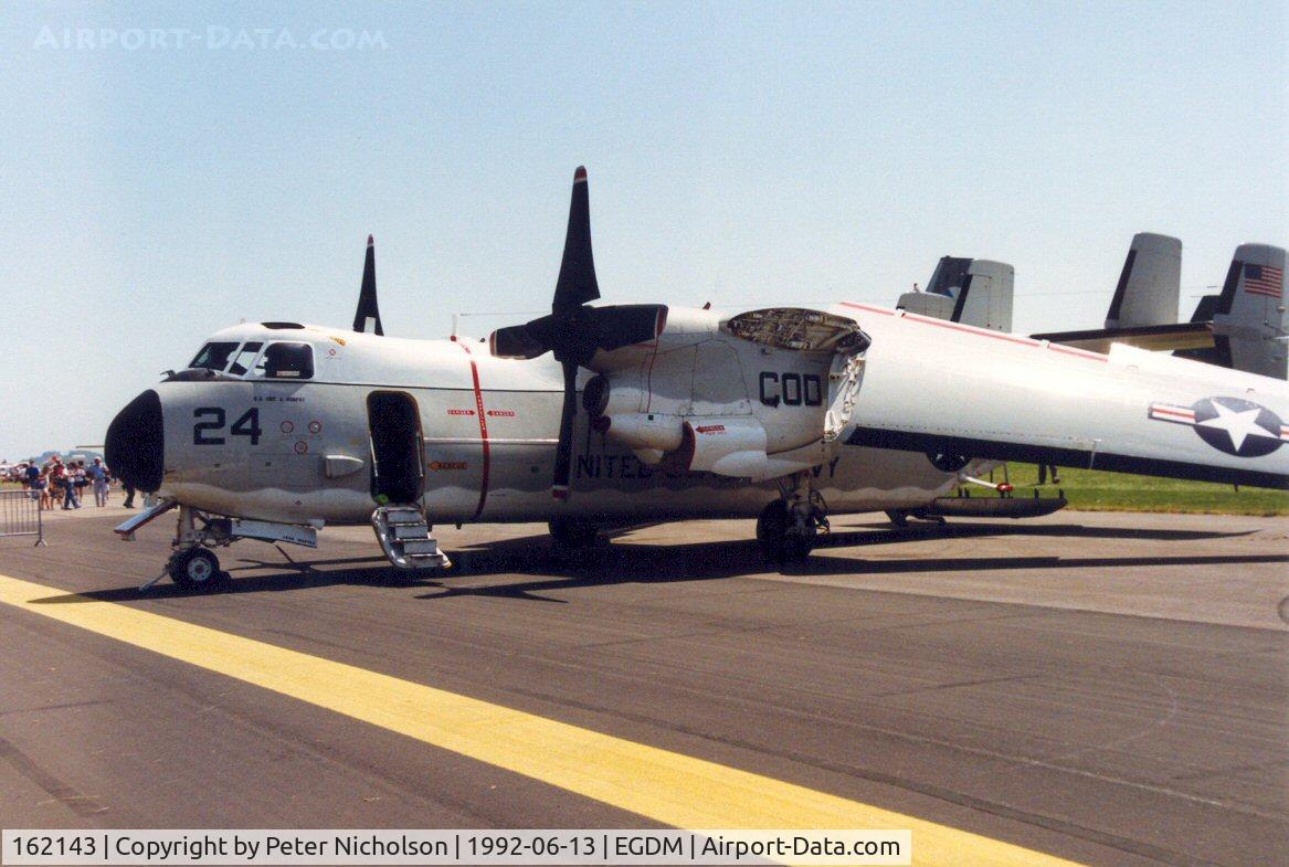 162143, 1985 Grumman C-2A Greyhound C/N 23, Greyhound of Fleet Logistics Airlift Squadron VR-24 at the 1992 Air Tattoo Intnl at Boscombe Down.