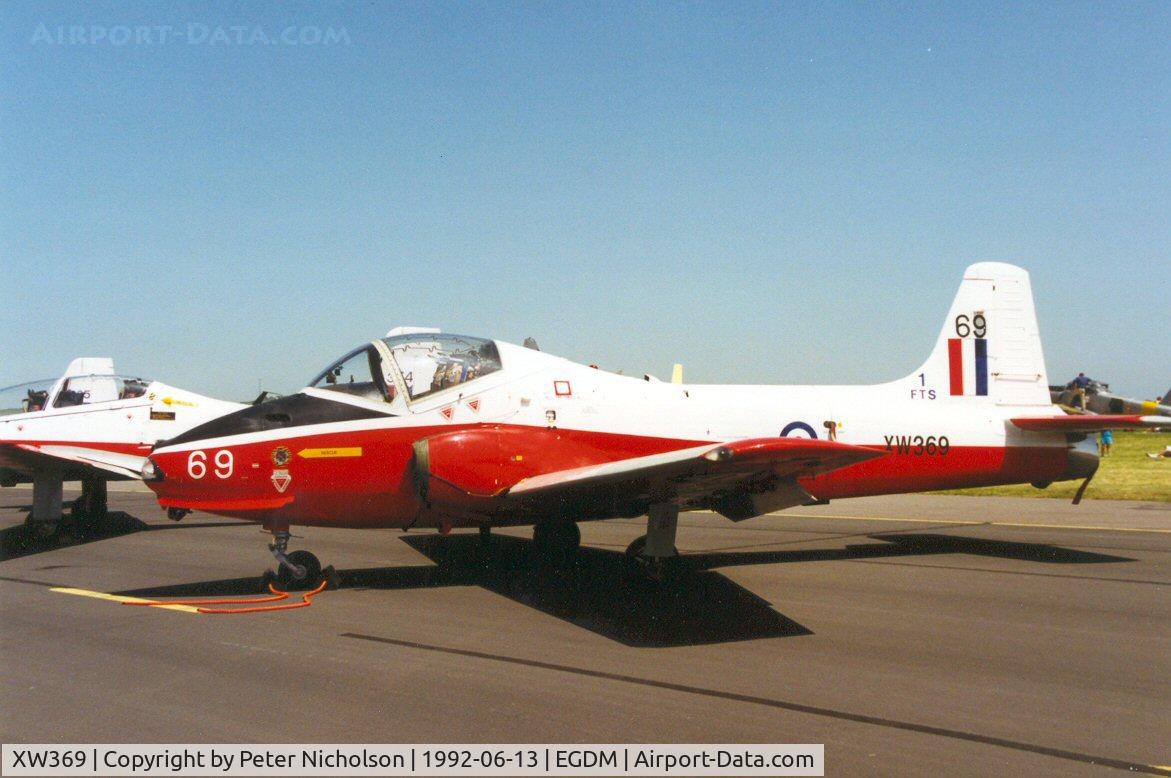 XW369, 1971 BAC 84 Jet Provost T.5A C/N EEP/JP/1019, Jet Provost T.5A of 1 Flying Training School on display at the 1992 Air Tattoo Intnl at Boscombe Down.