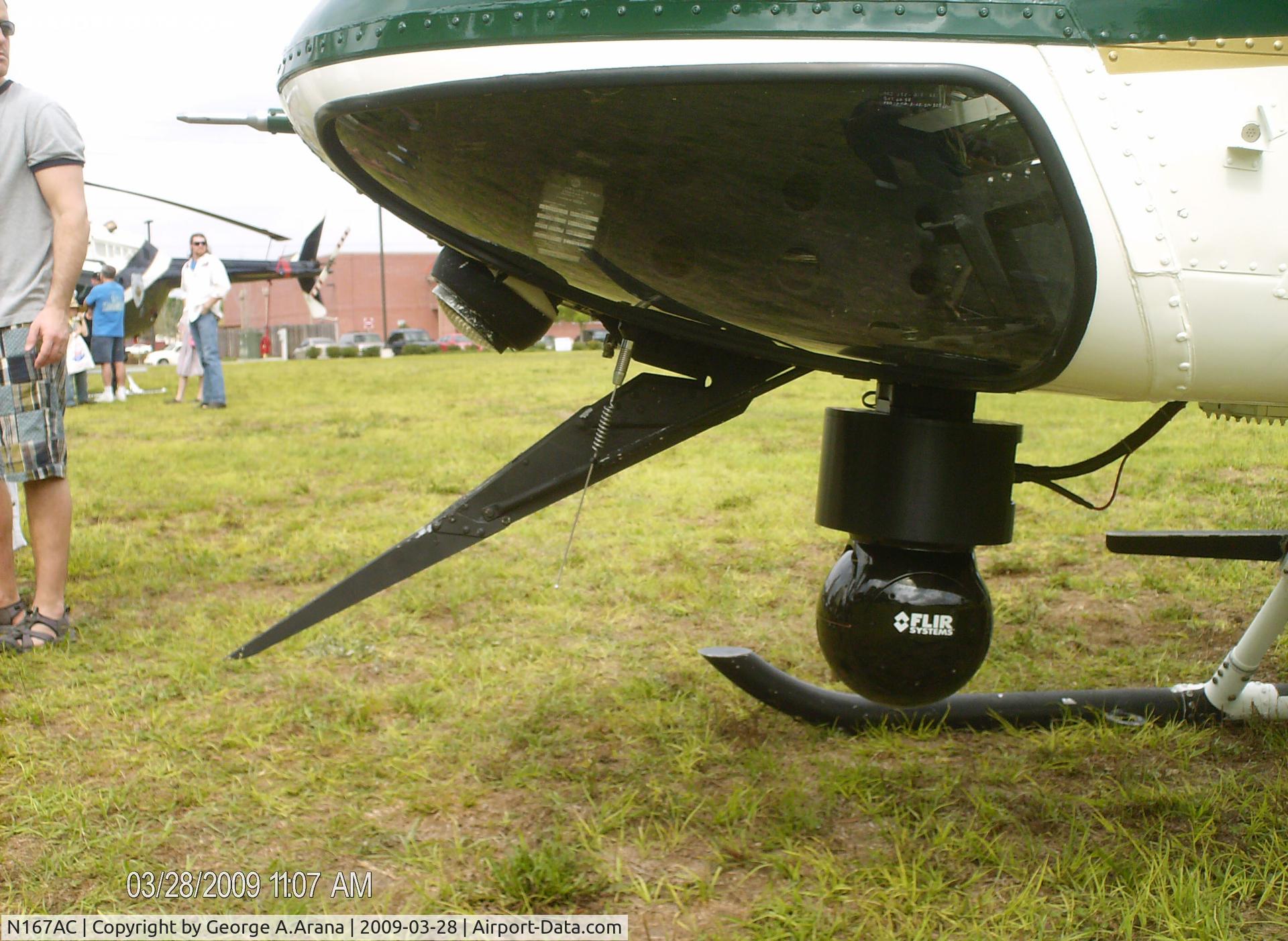 N167AC, Bell OH-58A C/N 70-15620, Bottom wirestrike cutter and FLIR camera