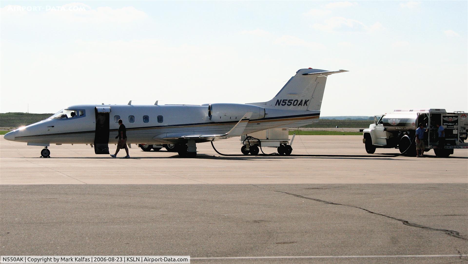 N550AK, 1982 Gates Learjet 55 C/N 045, Getting gas at KSLN for trip to KDPA