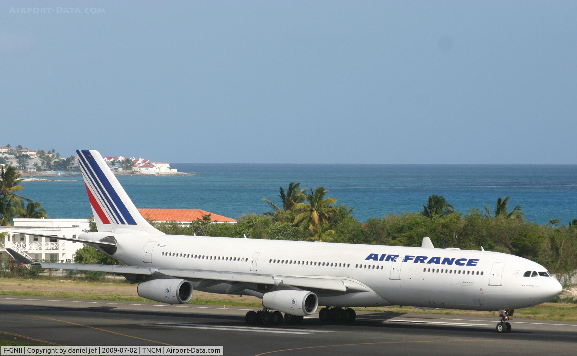 F-GNII, 2001 Airbus A340-313X C/N 399, Back tracking runway 10 ON ITS WAY TO FRANCE