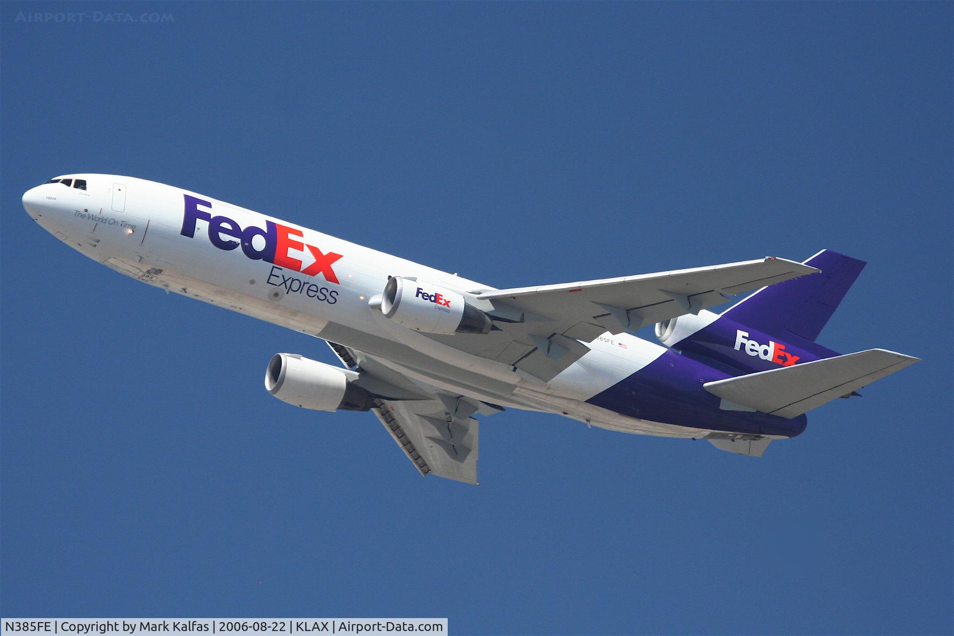 N385FE, 1973 McDonnell Douglas MD-10-10F C/N 46619, FedEx DC-10 (ex-United N1820U) Departs KLAX 25R