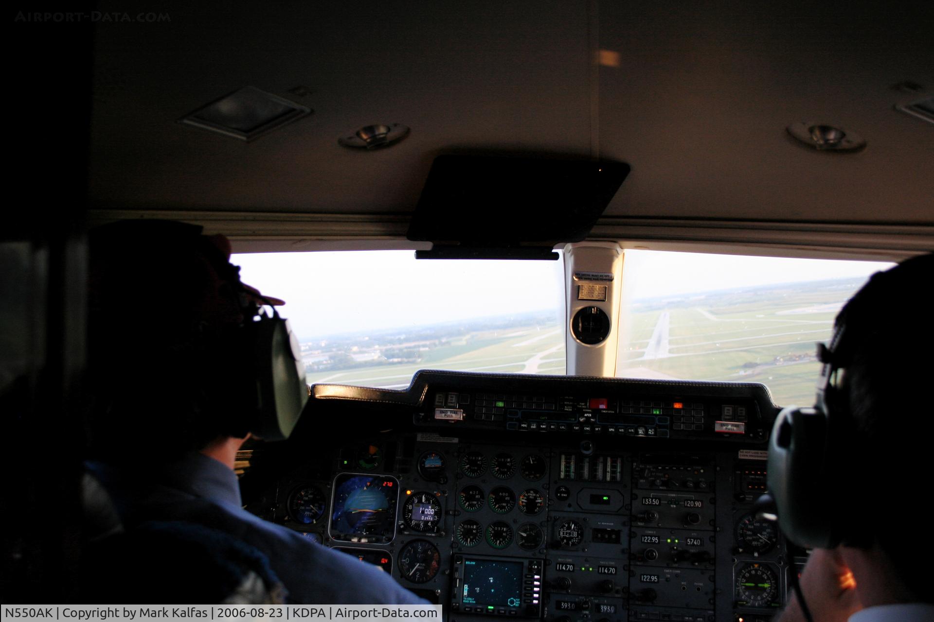N550AK, 1982 Gates Learjet 55 C/N 045, 150 KIAS, short final, RWY 20R KDPA