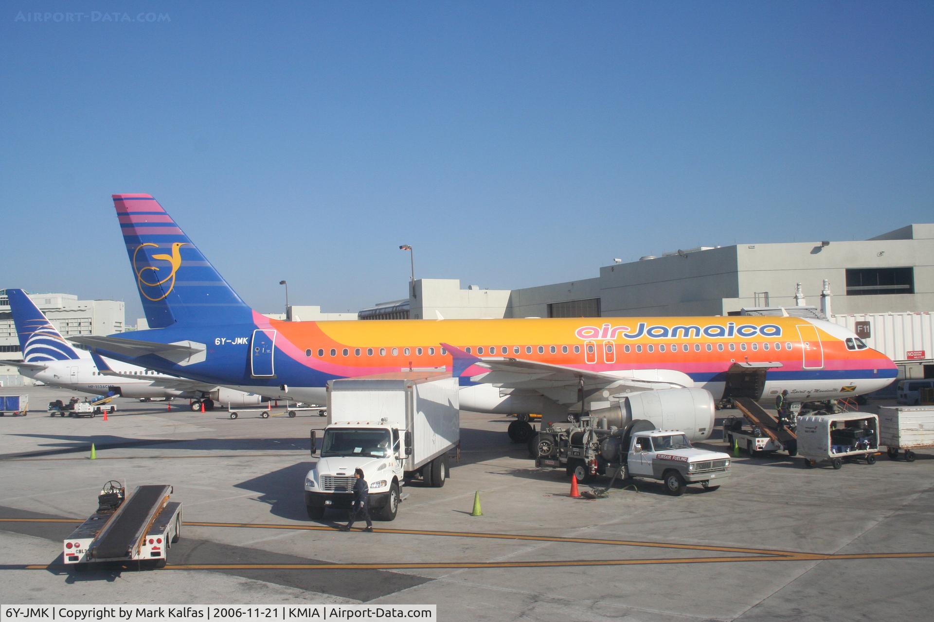 6Y-JMK, 2003 Airbus A320-214 C/N 2048, Air Jamaica A320-214, 6Y-JMK on the ramp at gate F11 KMIA
