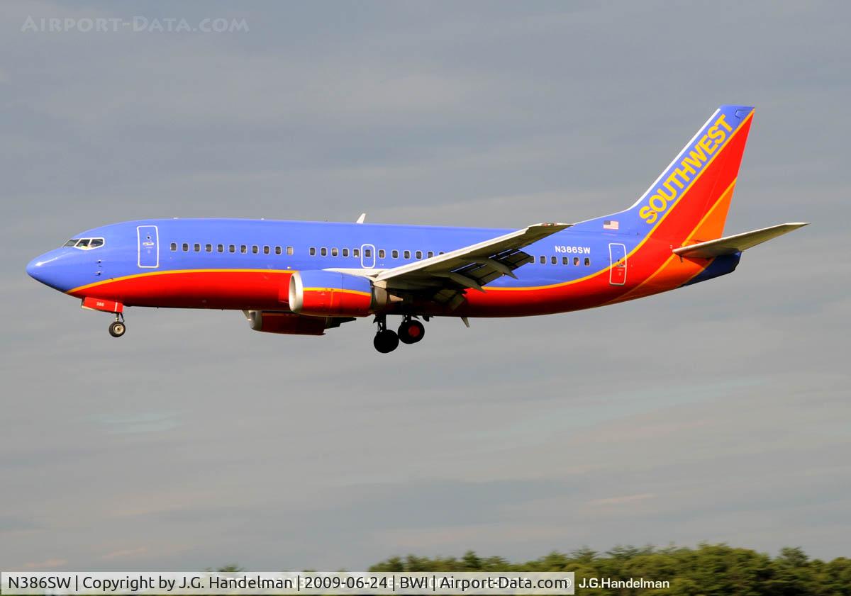 N386SW, 1994 Boeing 737-3H4 C/N 26601, on final at BWI