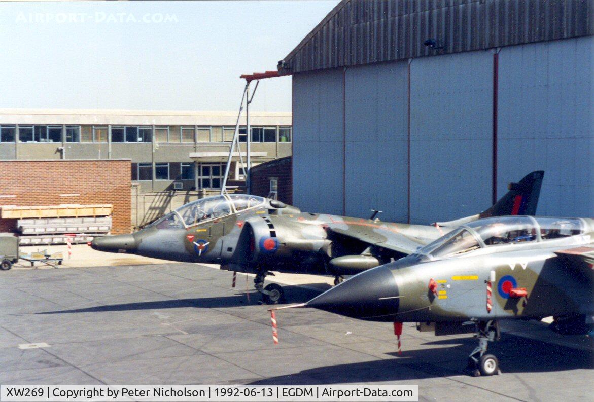 XW269, 1971 Hawker Siddeley Harrier T.4 C/N 212008, Harrier T.4 of the Strike Attack Operational Evaluation Unit at the 1992 Air Tattoo Intnl at Boscombe Down.