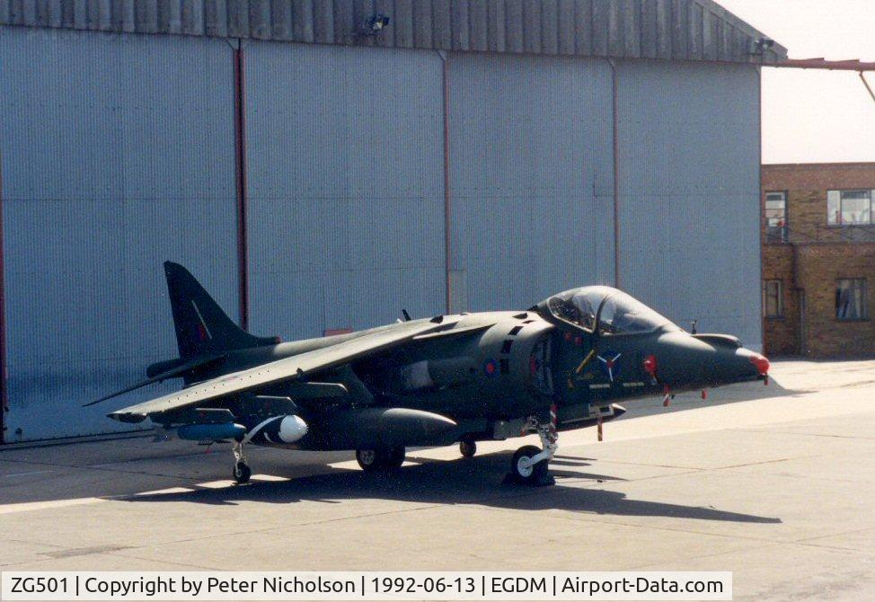 ZG501, 1990 British Aerospace Harrier GR.7 C/N P72, Harrier GR.7 of the Strike Attack Operational Evaluation Unit at the 1992 Air Tattoo Intnl at Boscombe Down.