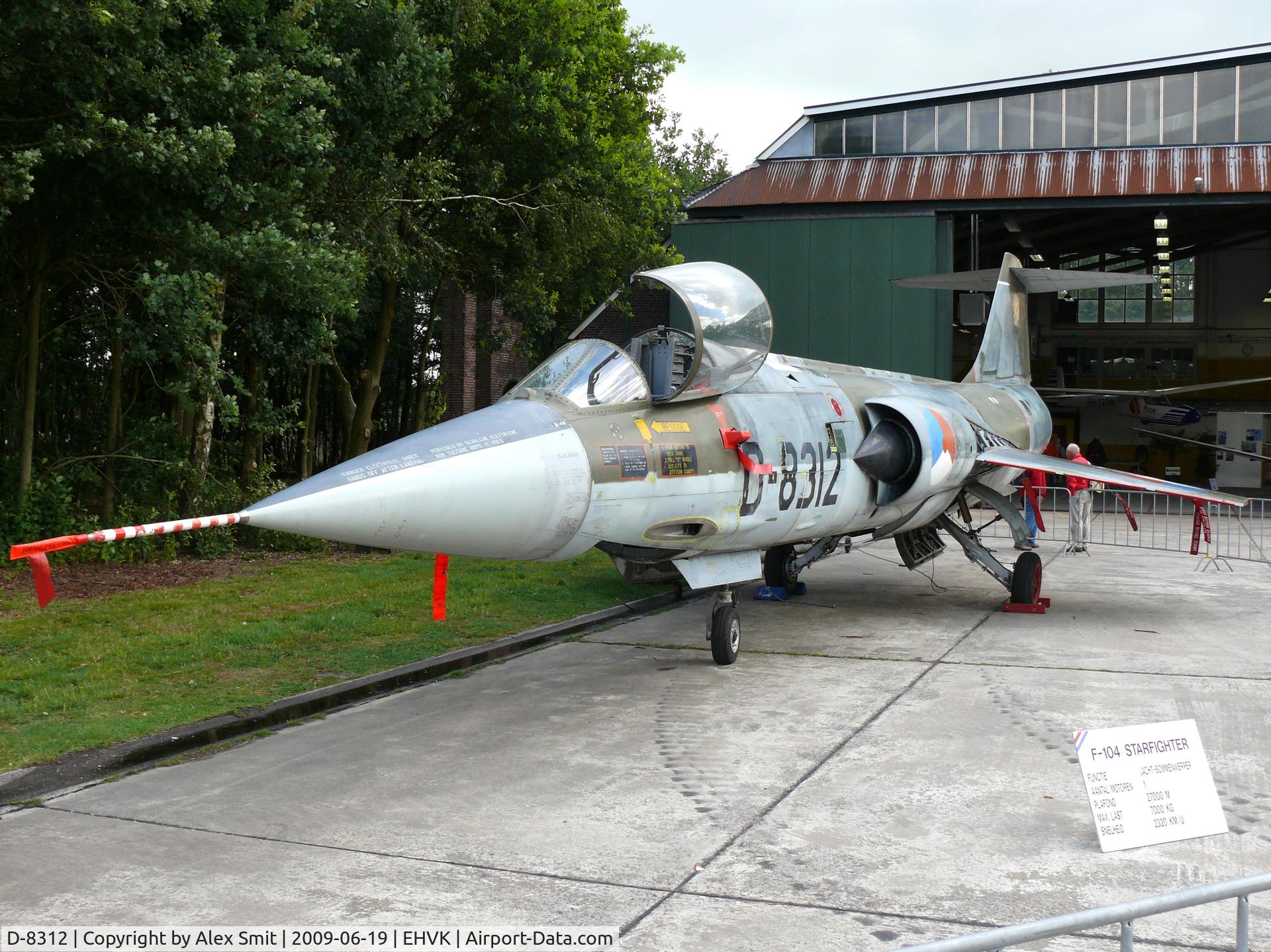 D-8312, Lockheed F-104G Starfighter C/N 683-8312, Lockheed F-104G Starfighter D-8312 Royal Netherlands Air Force preserved at Volkel Airbase