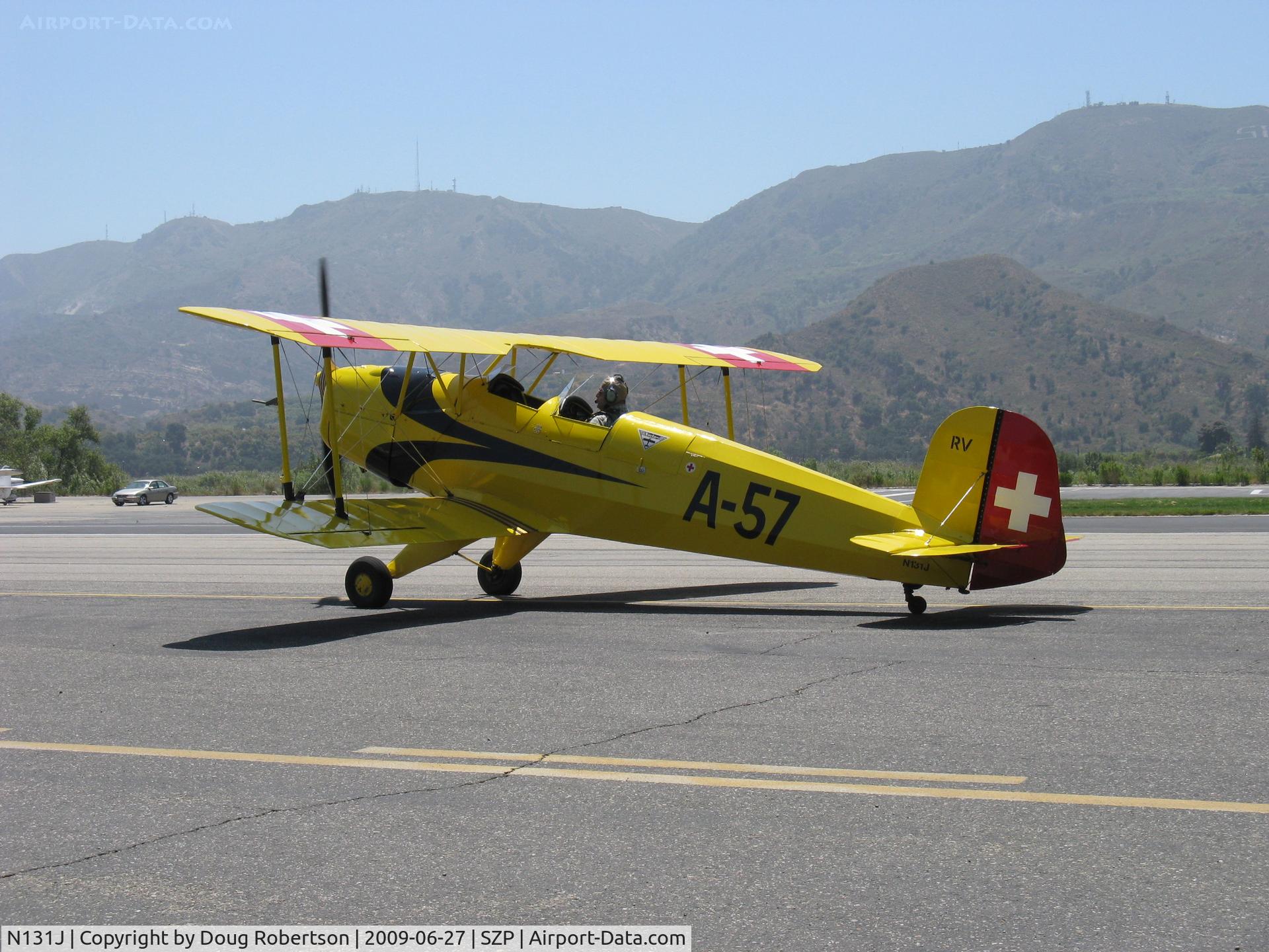 N131J, 1962 CASA 1-131 Jungmann C/N E3B-575, 1962 Bucker Jungmann C.A.S.A. 1.131, Hirth HM.504A 105 Hp inverted 4 cylinder air-cooled engine, taxi to Rwy 22