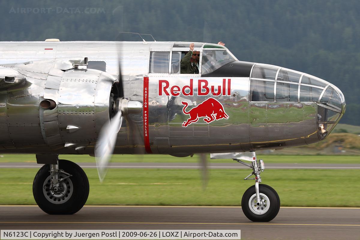N6123C, 1945 North American B-25J-30-NC Mitchell Mitchell C/N 108-47647, Red Bull North American B-25J Mitchell