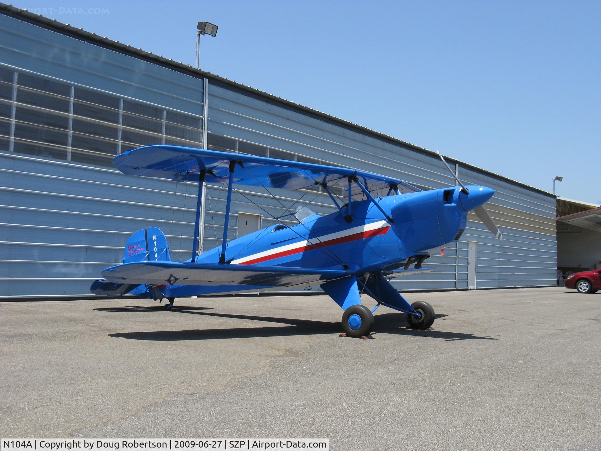 N104A, 1947 Aero C.104S Jungmann C/N 212, 1947 Bucker Jungmann BU 1.131, Lycoming O&VO-360 180 Hp upgrade, this Jungmann was the very first to have a 180 Lycoming upgrade conversion with engine mount and cowl design by Joe Krybus, SZP's Bucker specialist A&P.