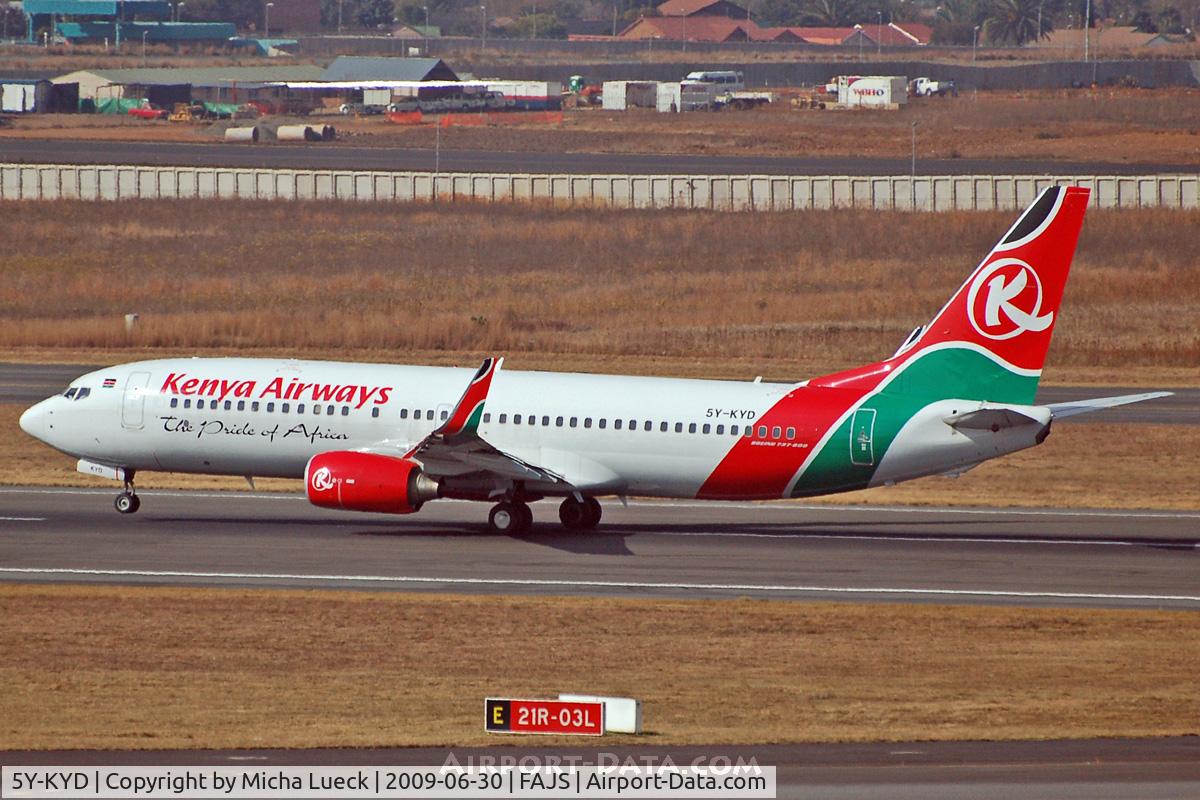 5Y-KYD, 2008 Boeing 737-86N C/N 35632, At Jo'burg