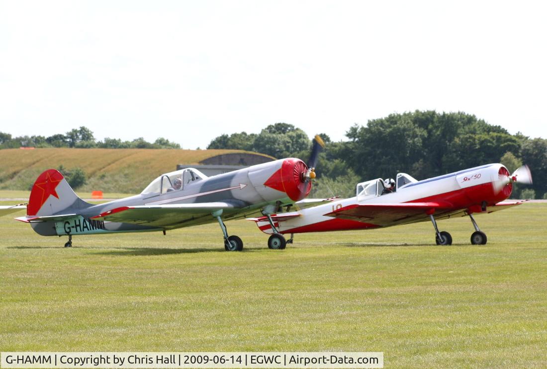 G-HAMM, 1983 Yakovlev Yak-50 C/N 832409, With G-BTZB, Aerostars display team at Cosford Airshow
