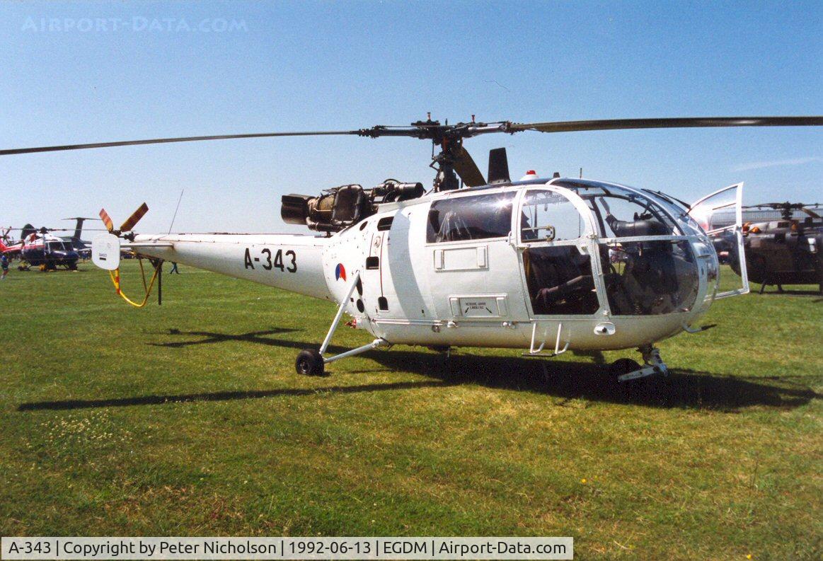 A-343, 1965 Aerospatiale SA-316B Alouette III C/N 1343, Alouette III of 298 Squadron Royal Netherlands Air Force at the 1992 Air Tattoo Intnl at Boscombe Down.