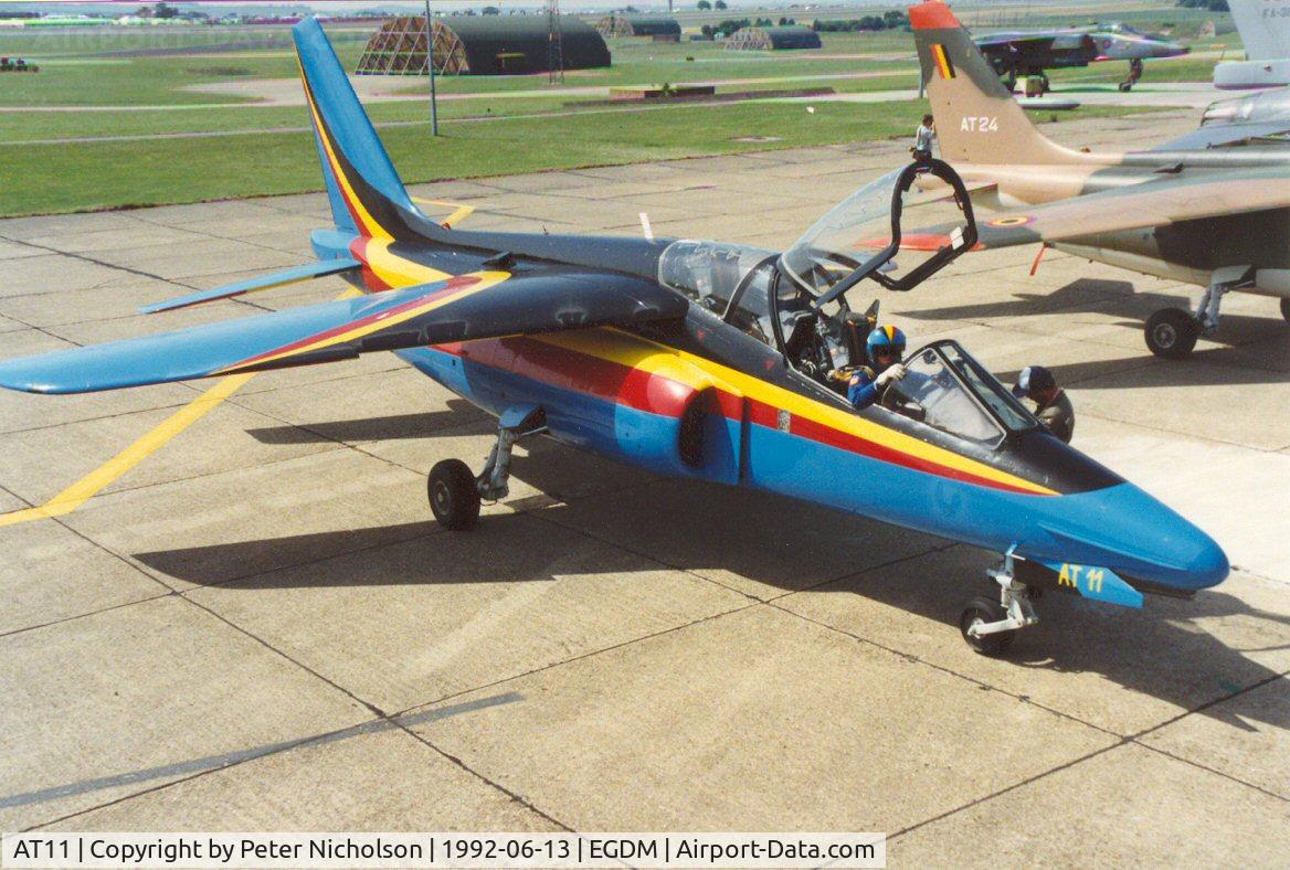 AT11, Dassault-Dornier Alpha Jet 1B C/N B11/1032, Alpha Jet of 9 Wing Belgian Air Force at the 1992 Air Tattoo Intnl at Boscombe Down.