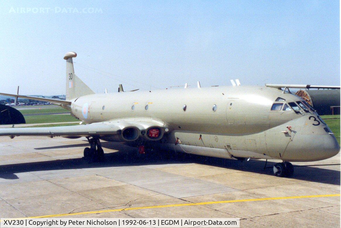 XV230, 1969 Hawker Siddeley Nimrod MR.2 C/N 8005, Another view of the Kinloss-based Nimrod on display at the 1992 Air Tattoo Intnl at Boscombe Down.