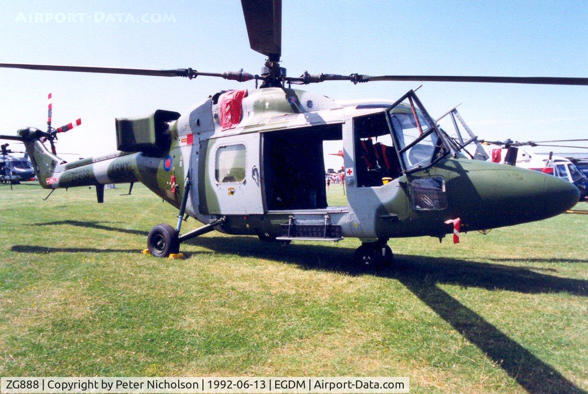 ZG888, 1991 Westland Lynx AH.9 C/N 351, Lynx AH.9, callsign Army Air 539, of 672 Squadron at the 1992 Air Tattoo Intnl at Boscombe Down.