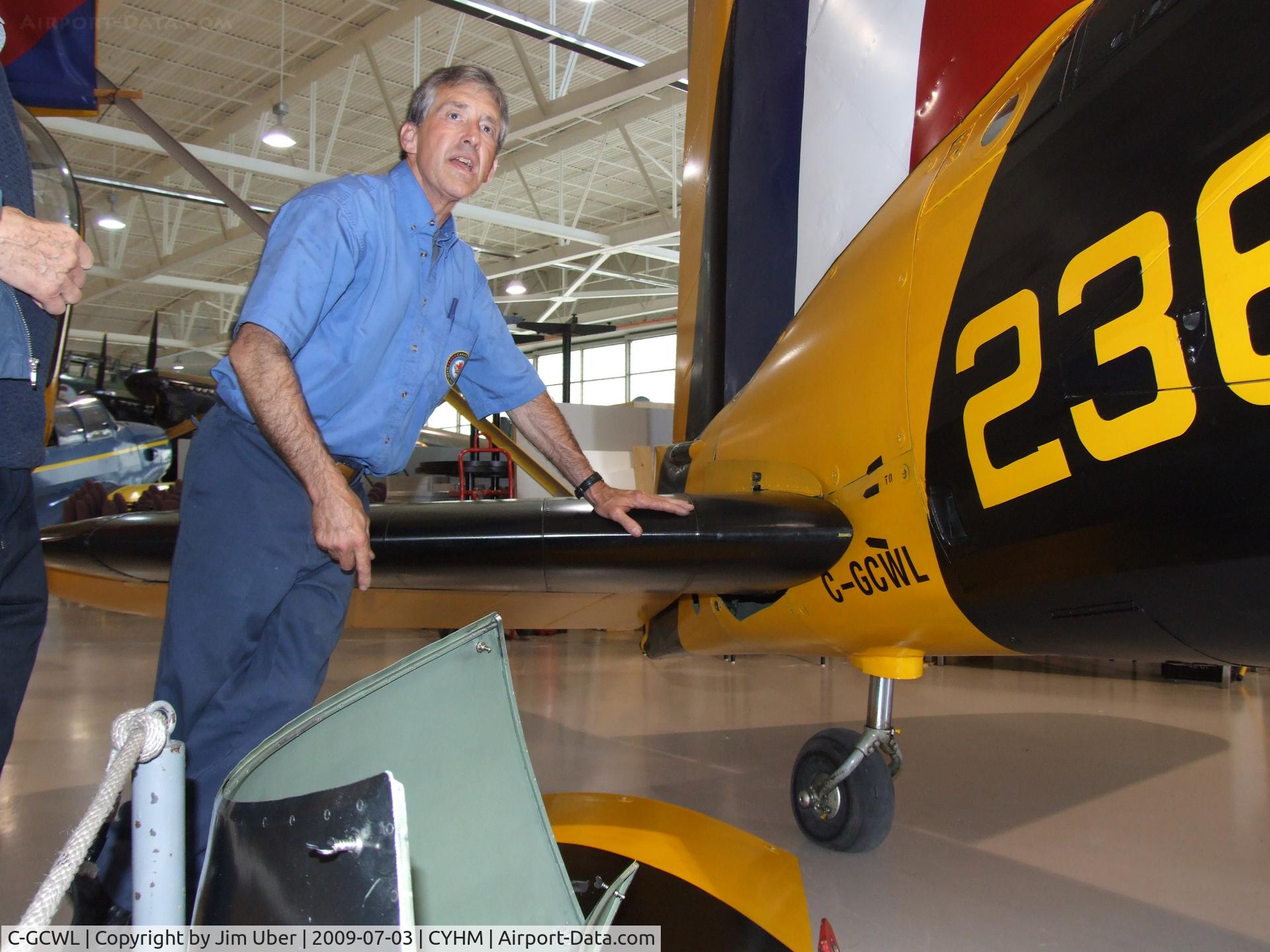 C-GCWL, 1942 Westland Lysander IIIA C/N 1202, Rick explains the importance of having the horizontal stabilizer set in T/O position ( a ground crewman must verify this)