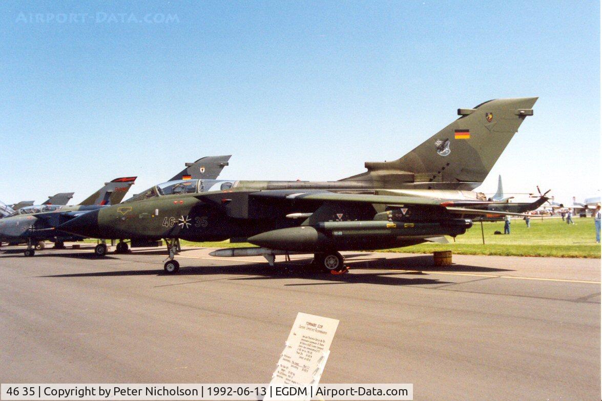 46 35, Panavia Tornado ECR C/N 848/GS268/4335, Tornado ECR, callsign Tonic 24, of JBG-32 at the 1992 Air Tattoo Intnl at Boscombe Down.