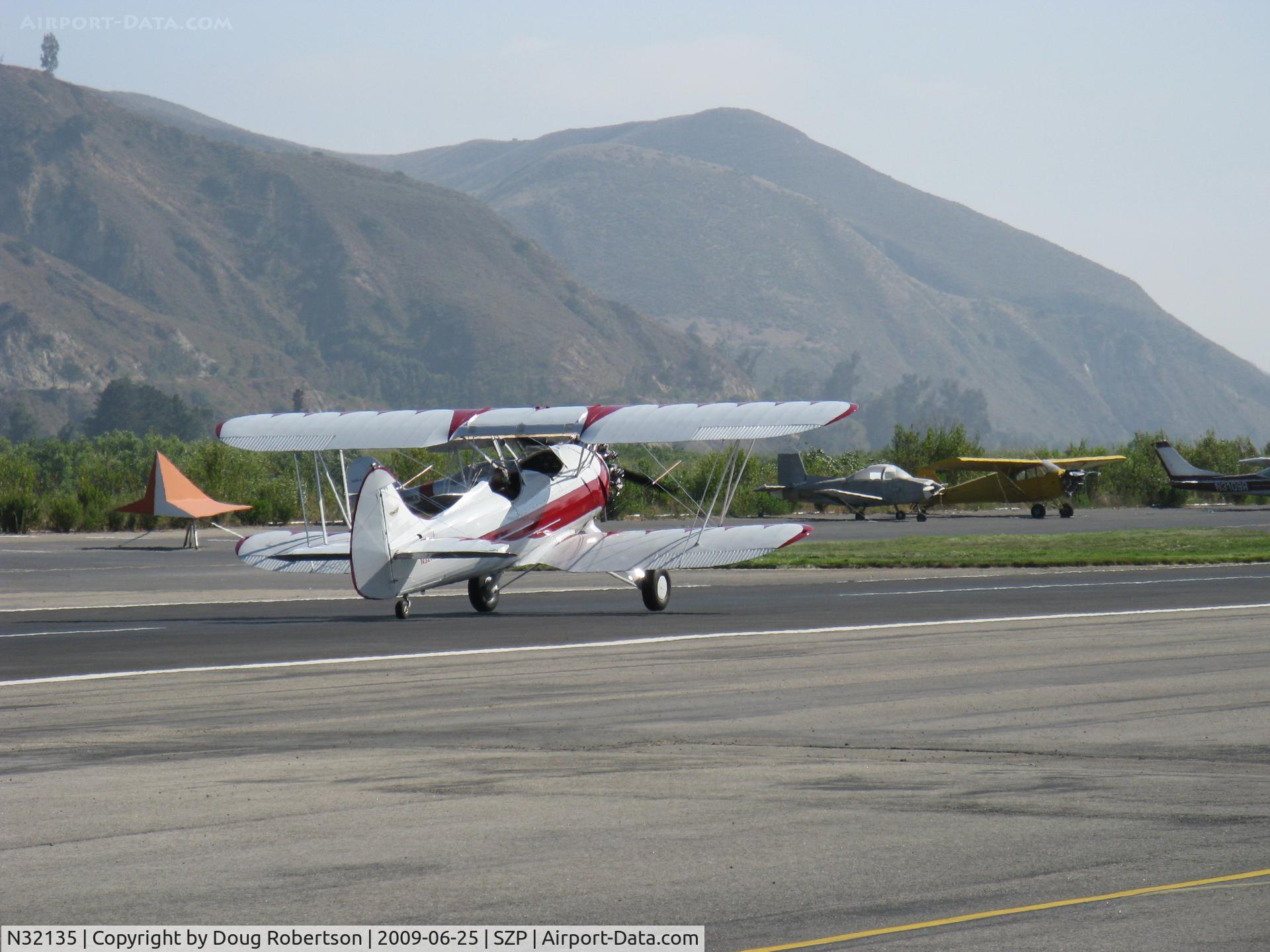 N32135, 1941 Waco UPF-7 C/N 5767, 1941 Waco UPF-7, Continental W670 220 Hp, a stunning showplane, landing roll Rwy 22