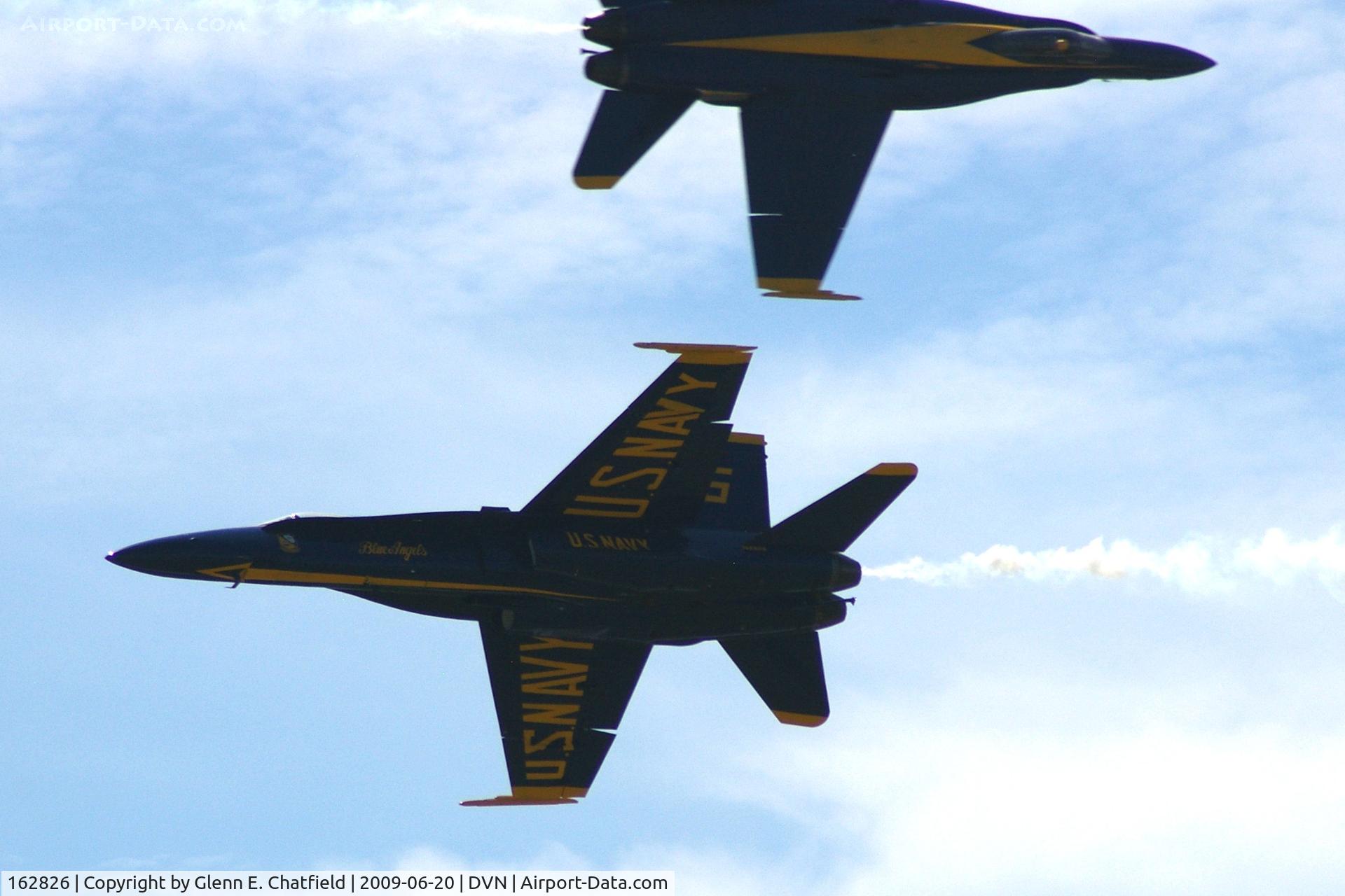 162826, McDonnell Douglas F/A-18A Hornet C/N 0338/A282, Blue Angels at the Quad Cities Air Show, and I'm shooting into the sun.
