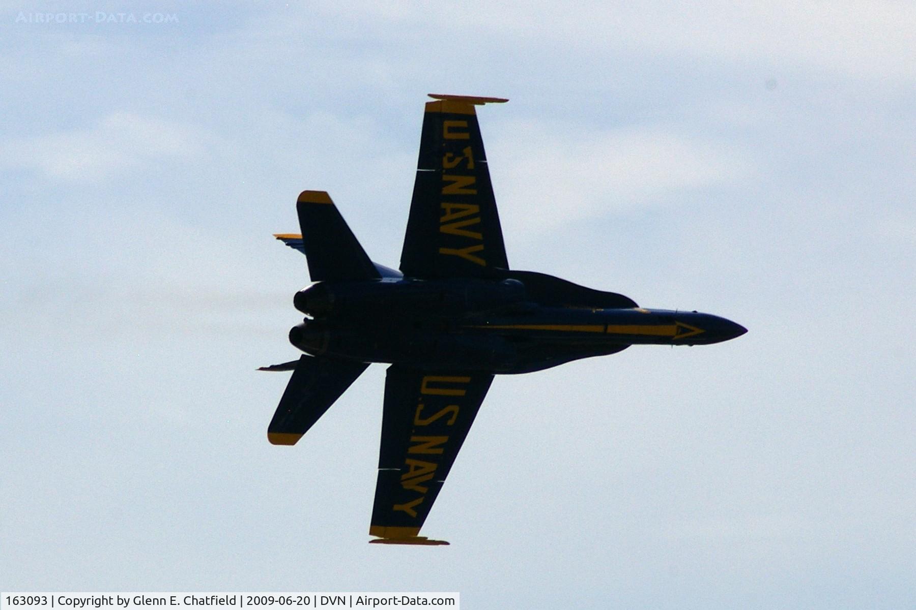 163093, McDonnell Douglas F/A-18A Hornet C/N 0475/A391, Blue Angels at the Quad Cities Air Show, and I'm shooting into the sun.
