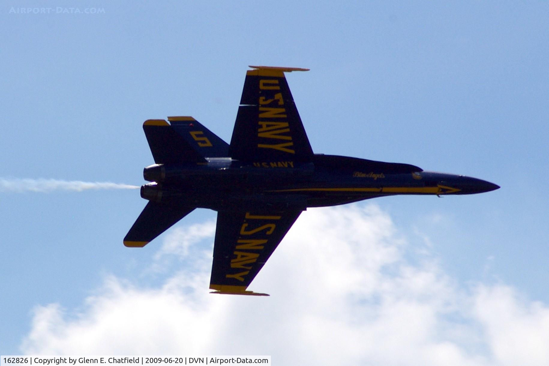162826, McDonnell Douglas F/A-18A Hornet C/N 0338/A282, Blue Angels at the Quad Cities Air Show, and I'm shooting into the sun.