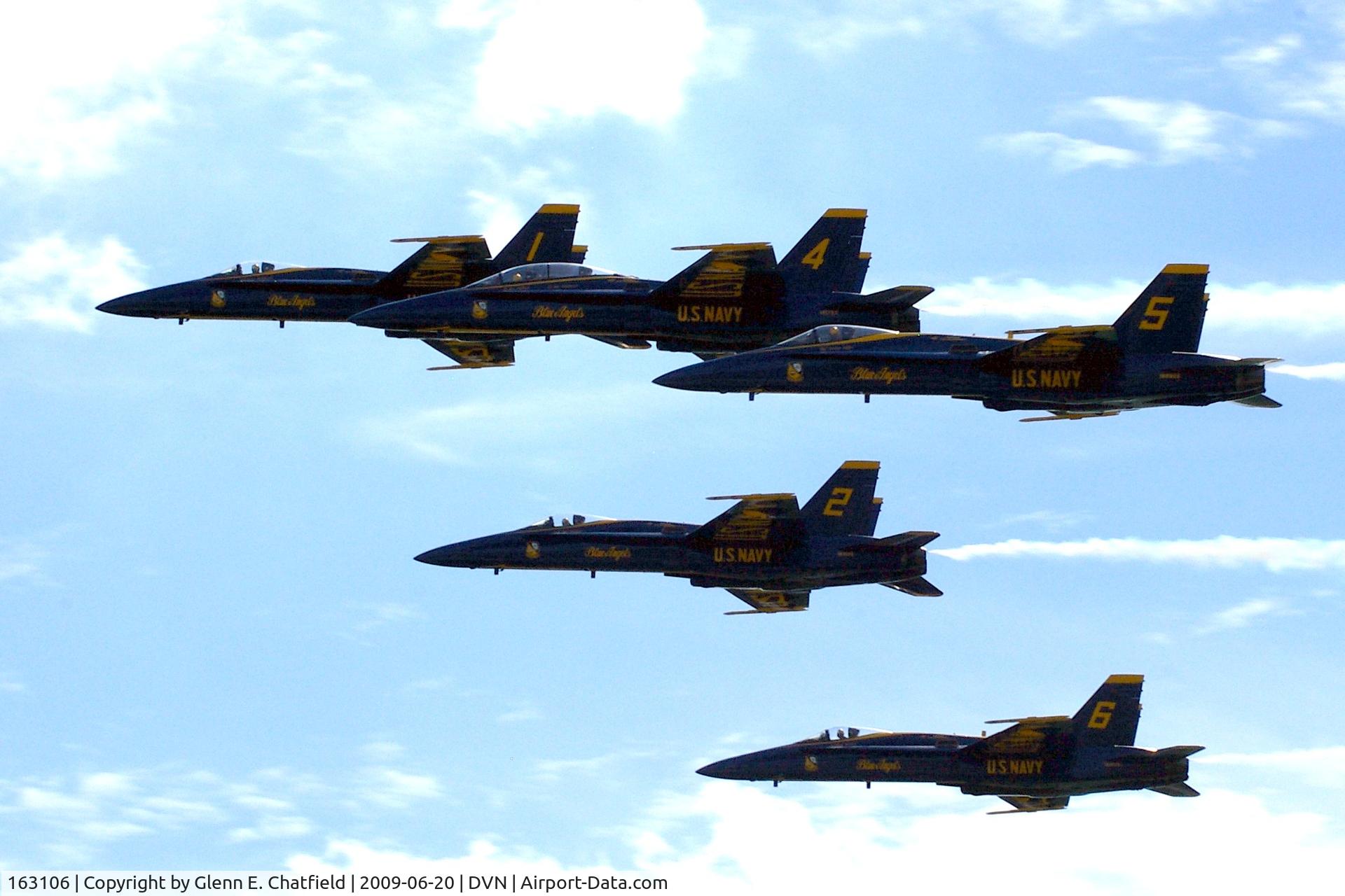 163106, McDonnell Douglas F/A-18A Hornet C/N 0495, Blue Angels #2 at the Quad Cities Air Show, and I'm shooting into the sun.