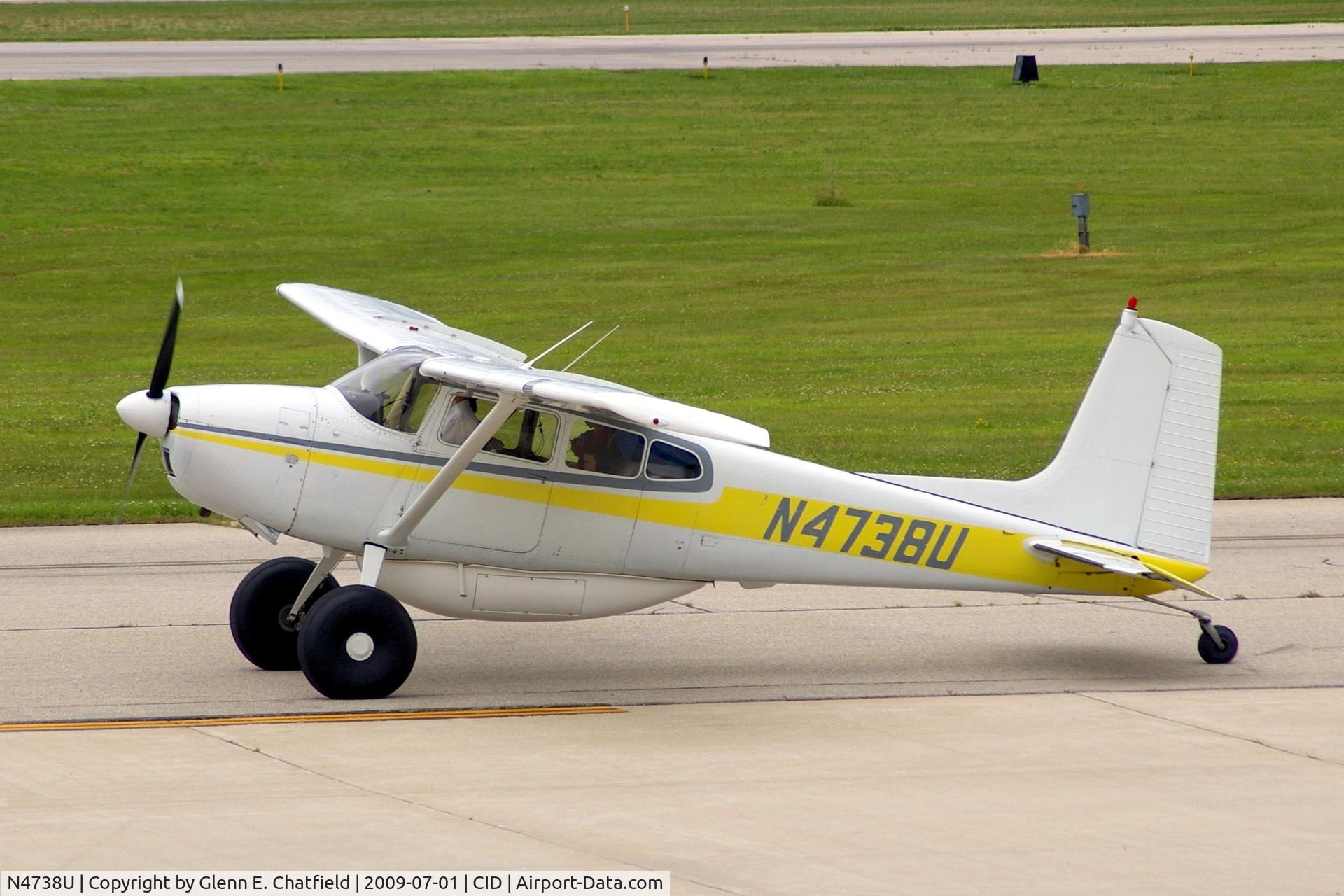 N4738U, 1964 Cessna 180G C/N 18051438, Taxiing to Runway 31 for departure.  Balloon tires