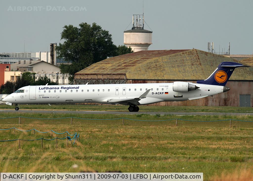 D-ACKF, 2006 Bombardier CRJ-900LR (CL-600-2D24) C/N 15083, Ready for take off with additional '50 Jahre' sticker.