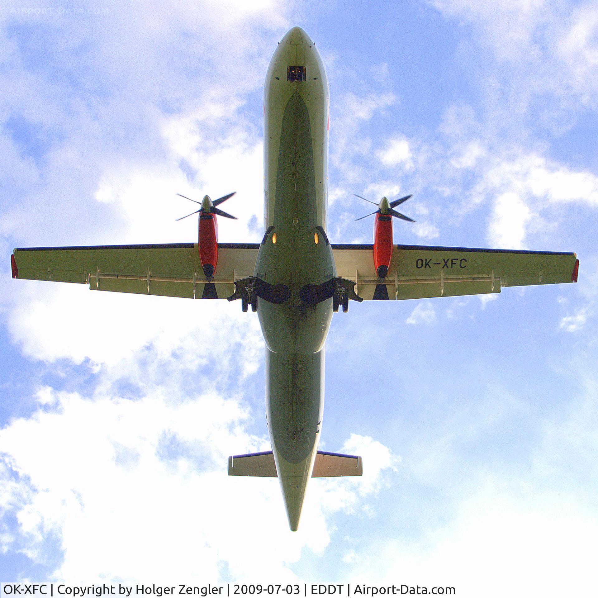 OK-XFC, 1992 ATR 72-202 C/N 299, Coming from Prague and overflies a spotter.