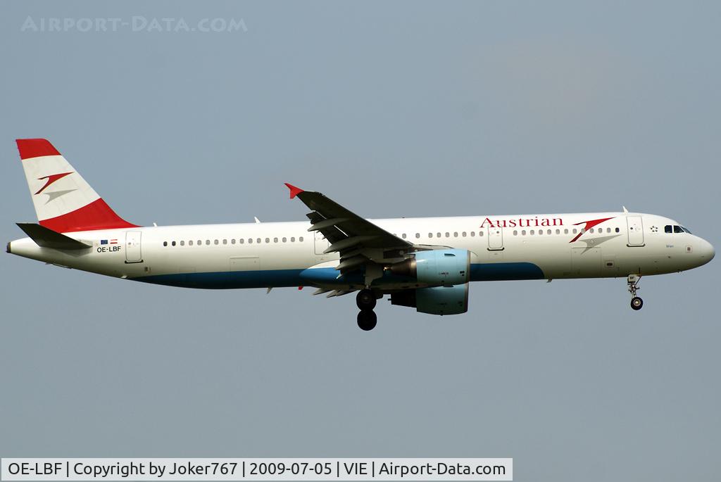 OE-LBF, 2001 Airbus A321-211 C/N 1458, Austrian Airlines Airbus A321-211
