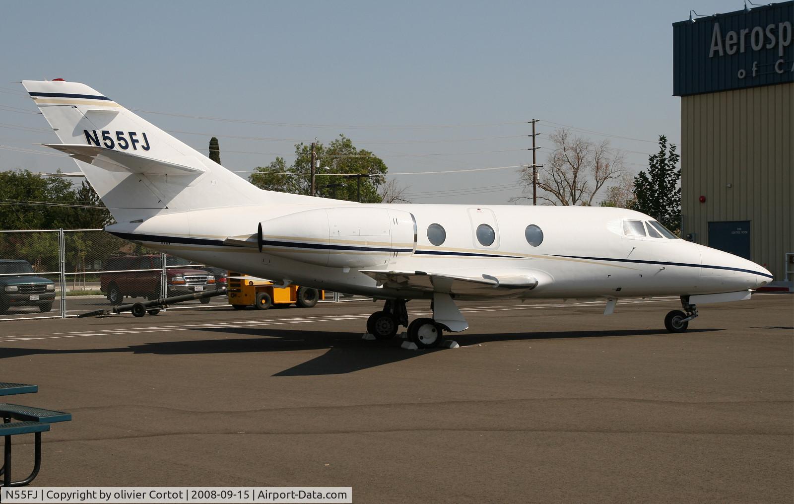 N55FJ, 1976 Dassault Falcon 10 C/N 74, parking of the McClellan Musuem, Sacramento CA