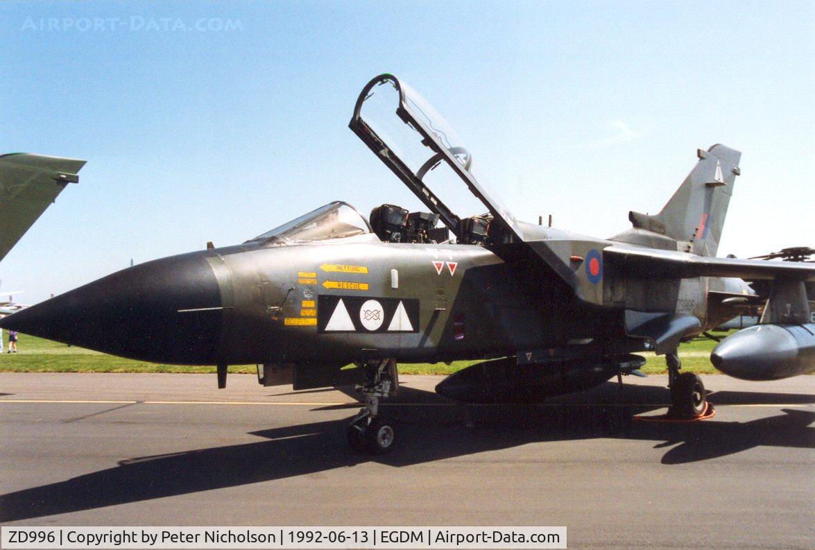 ZD996, 1985 Panavia Tornado GR.1A C/N 480/BS156/3218, Tornado GR.1A of 2 Squadron at the 1992 Air Tattoo Intl at Boscombe Down.
