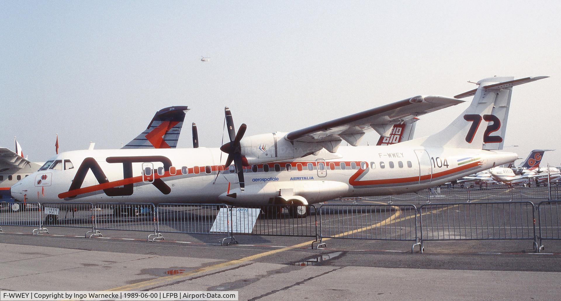 F-WWEY, 1988 ATR 72-201 C/N 098, ATR ATR 72-201 (Prototype) at the Aerosalon 1989 Paris