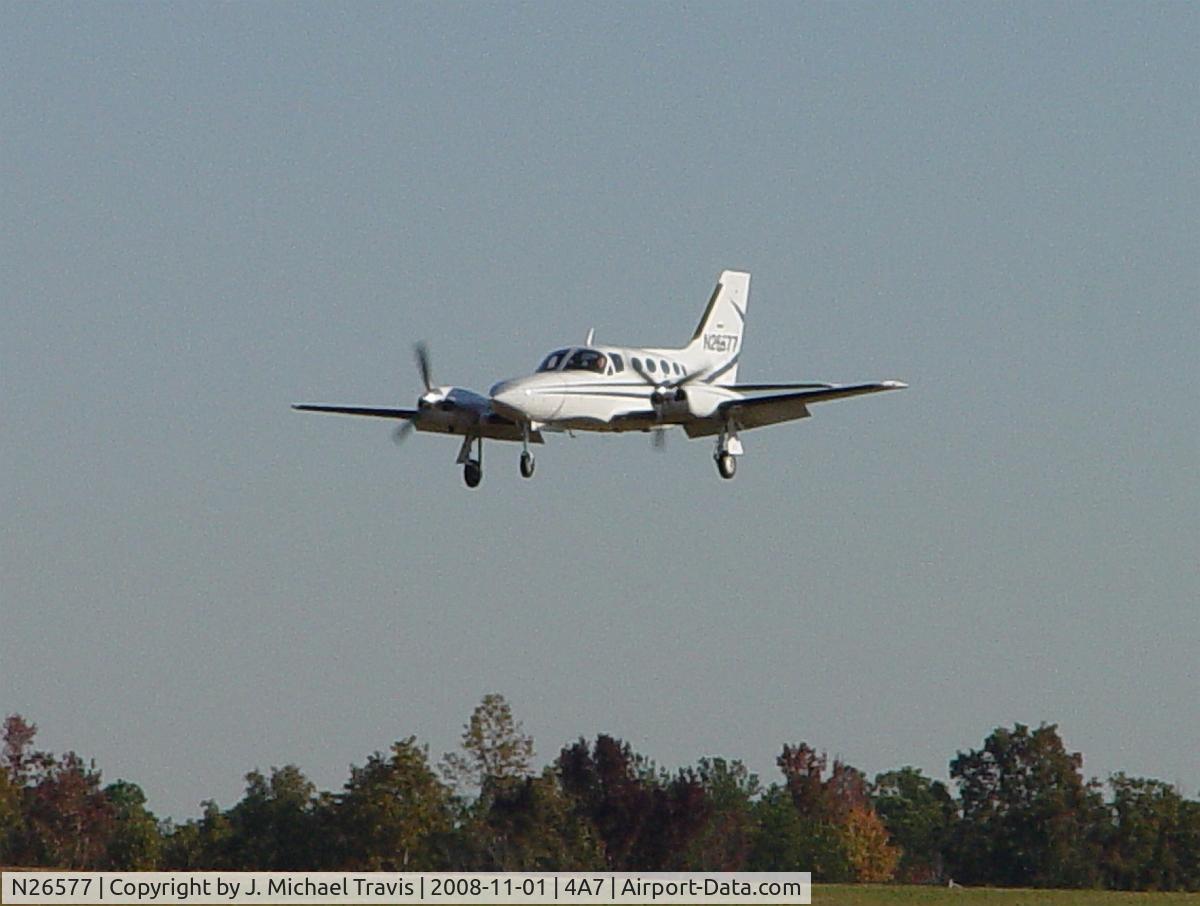 N26577, 1980 Cessna 421C Golden Eagle C/N 421C0818, N26577 landinf at 4A7.