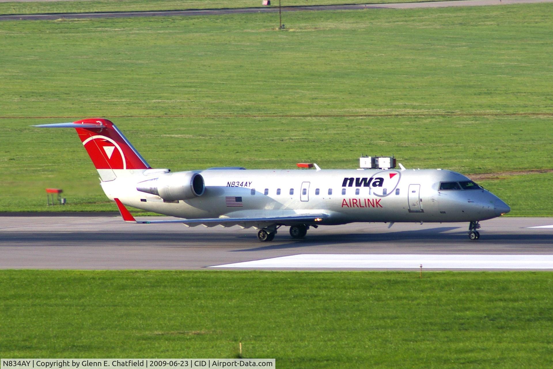 N834AY, 2005 Bombardier CRJ-200LR (CL-600-2B19) C/N 8034, Take-off roll Runway 27