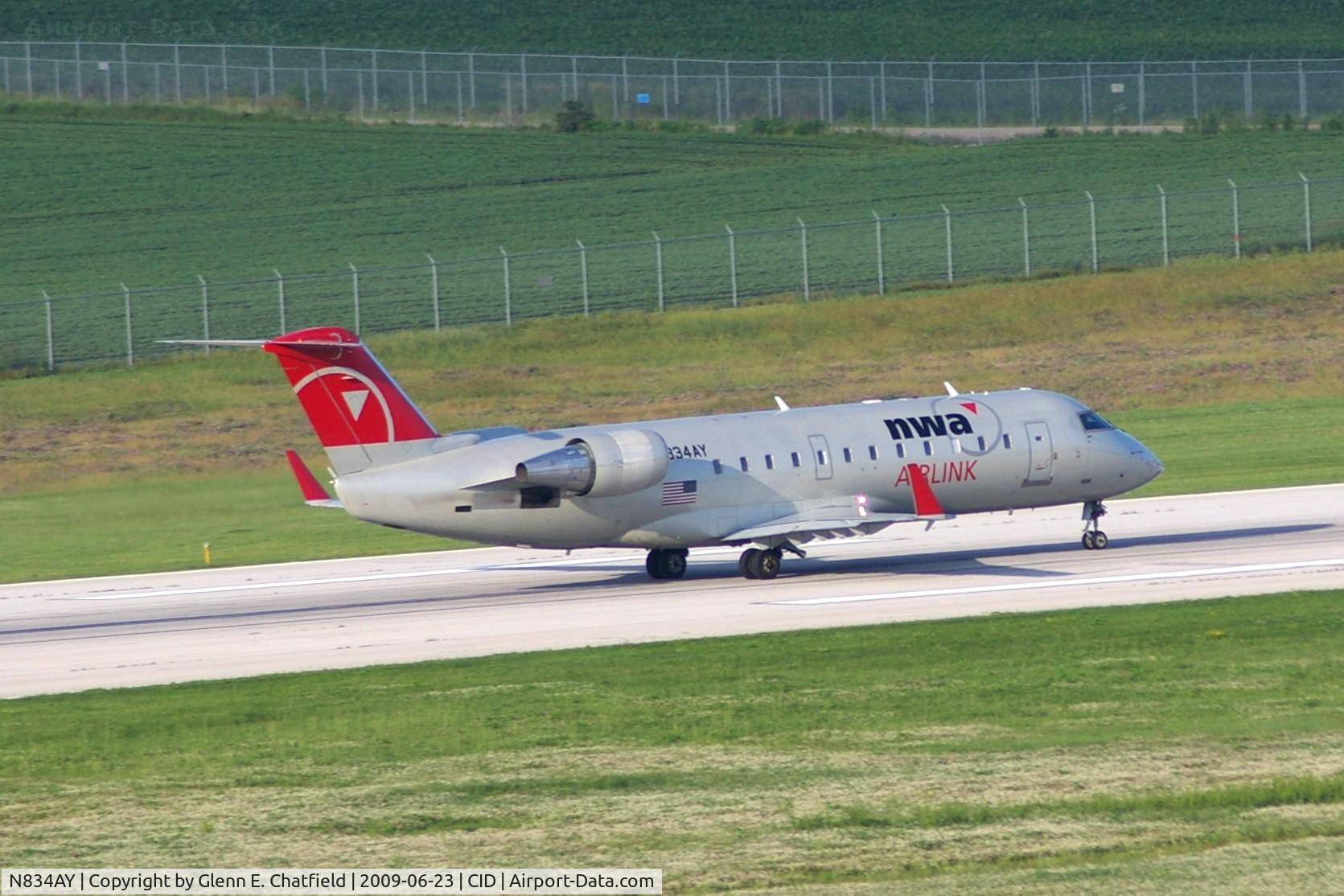 N834AY, 2005 Bombardier CRJ-200LR (CL-600-2B19) C/N 8034, Take-off roll Runway 27