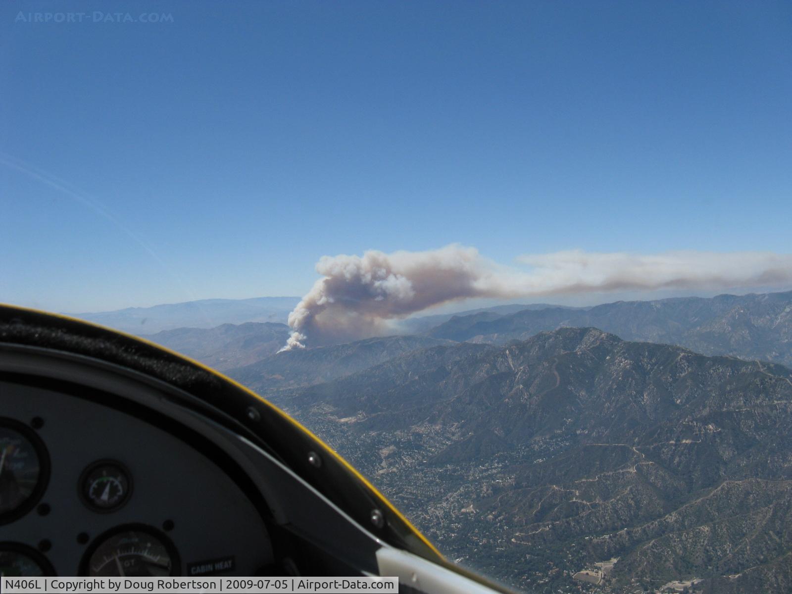 N406L, 2008 Vans RV-6 C/N 936, New Forest Fire in San Gabriel Mountains seen from N406l.