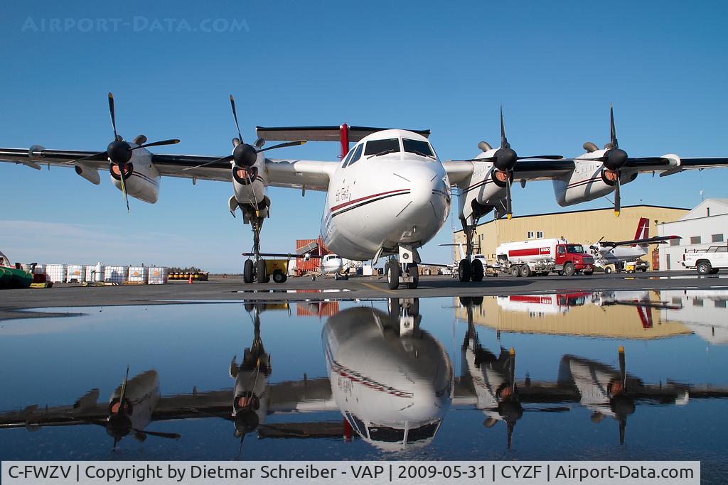 C-FWZV, 1982 De Havilland Canada DHC-7-103 Dash 7 C/N 81, Air Tindi Dash 7 - reflection