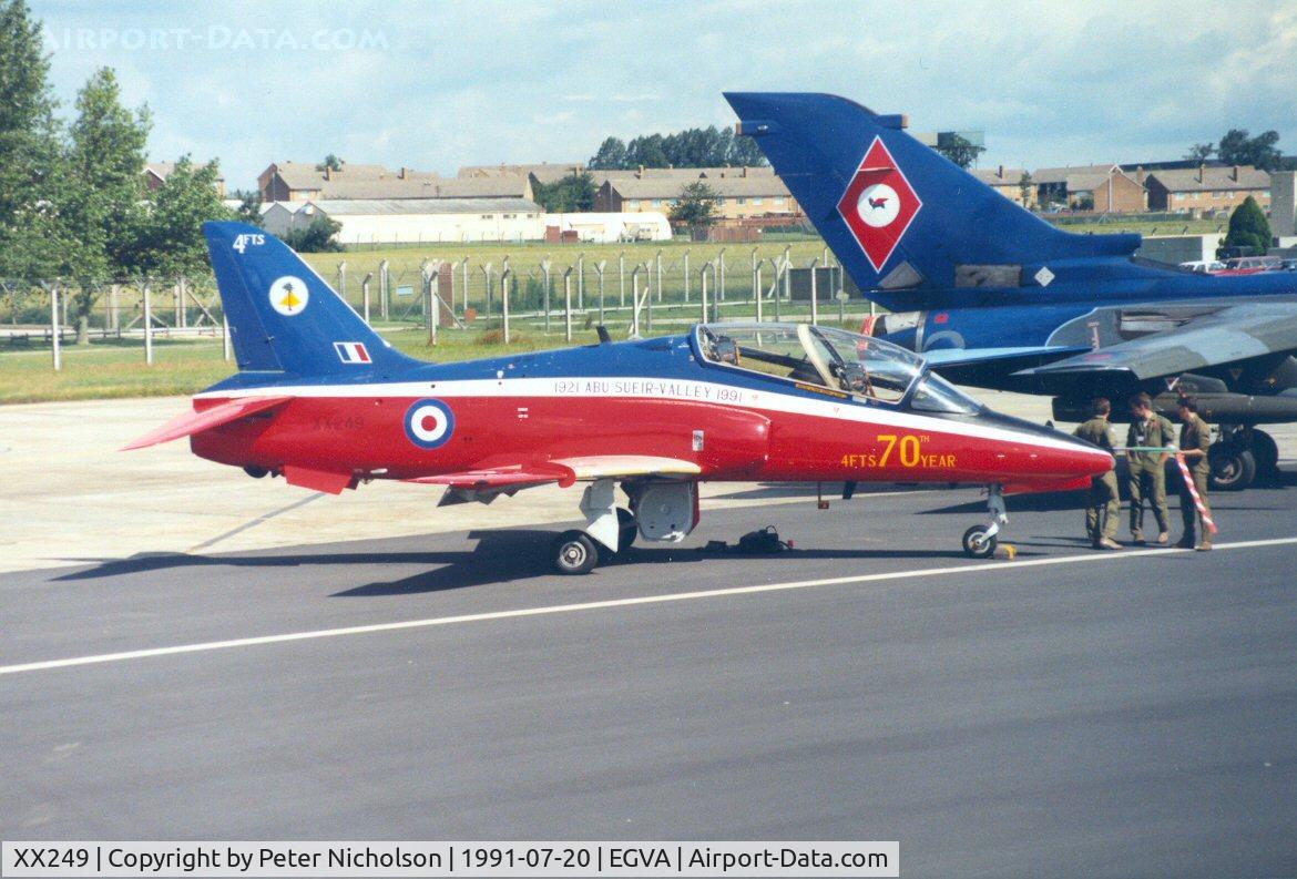 XX249, 1978 Hawker Siddeley Hawk T.1 C/N 085/312085, Hawk T.1 of 4 Flying Training School at the 1991 Intnl Air Tattoo at RAF Fairford.