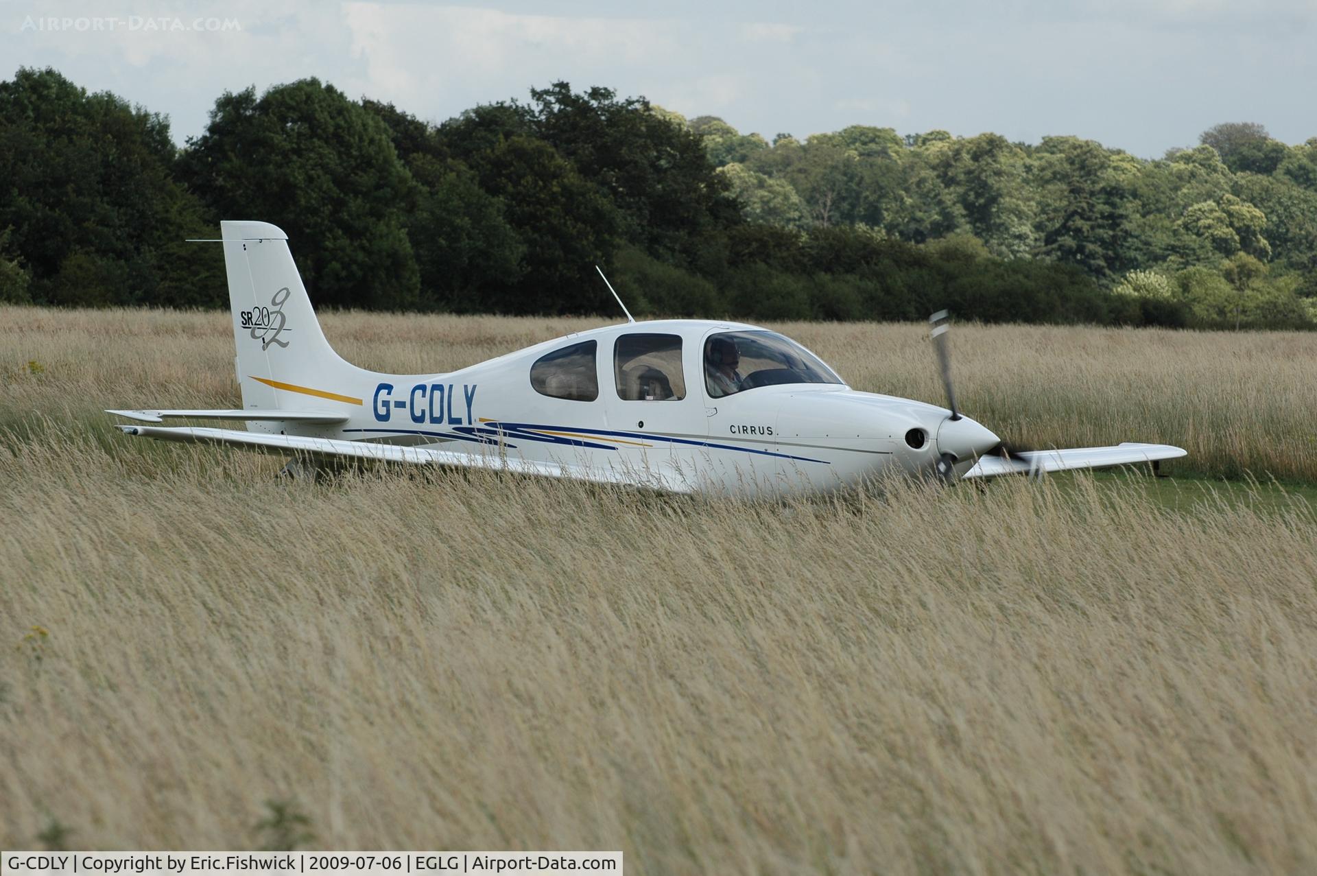 G-CDLY, 2005 Cirrus SR20 G2 C/N 1519, G-CDLY arriving at Panshanger Airfield. Is the long grass to encourage wildlife ?