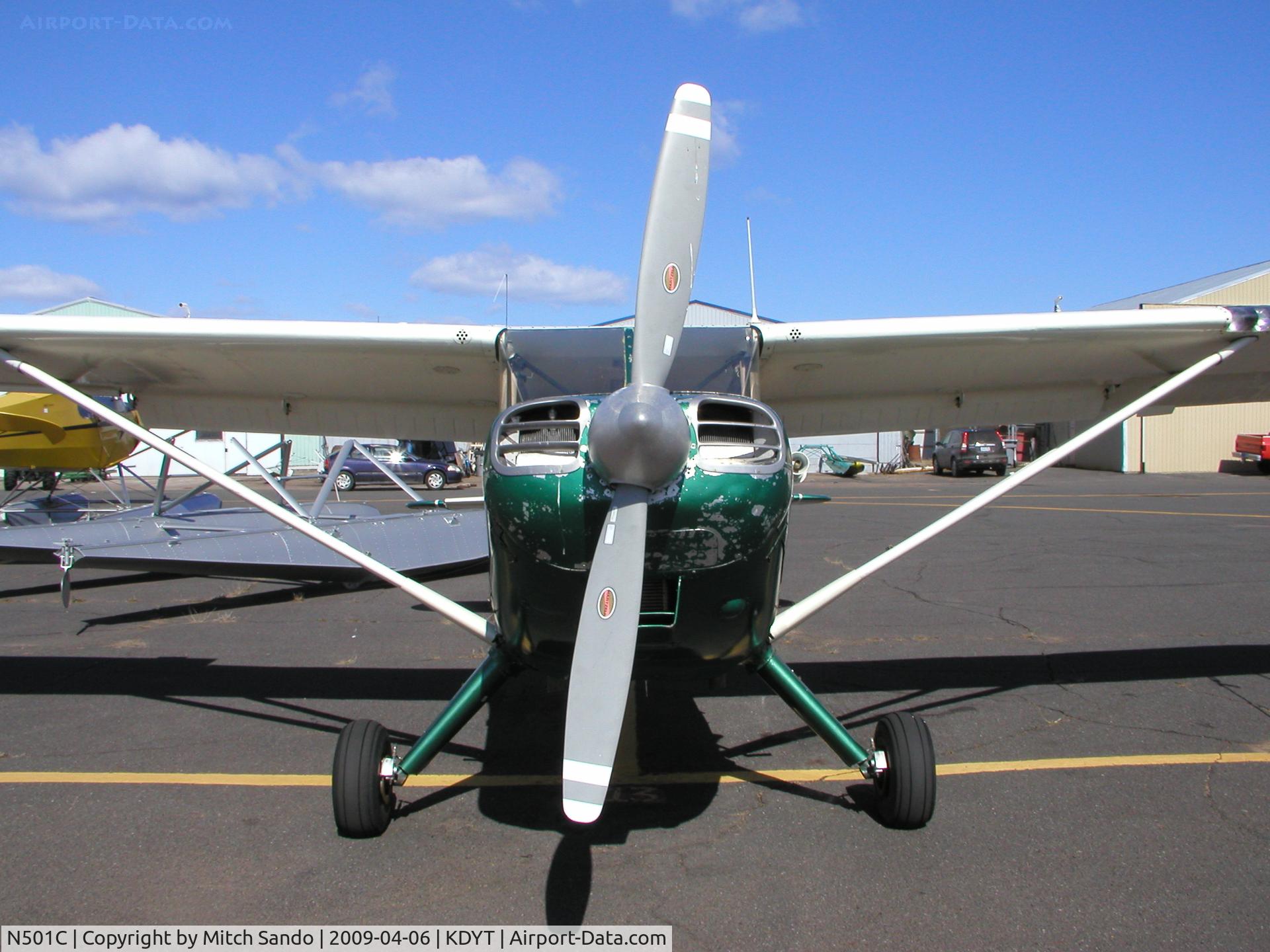 N501C, 1947 Stinson 108-3 Voyager C/N 108-3501, Parked on the ramp at Sky Harbor.